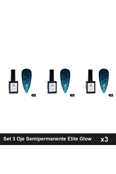 global fashion Set of 3 Elite Glow Semi-Permanent Nail Polish 15ml, Gel Polis...