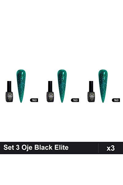global fashion Set 3 Oje Semipermanente Black Elite 8ml, Manichiură UV/LED,