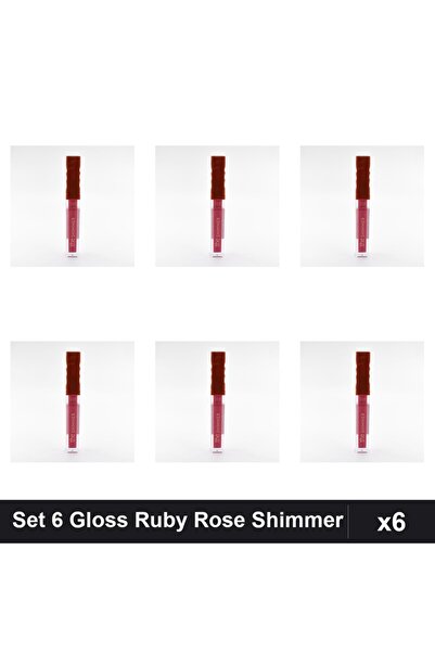 Ruby Rose Set of 6 Lip Gloss Shimmer 04, Professional Manicure Gloss Lipstick