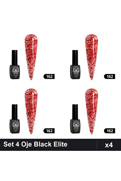 global fashion Set 4 Oje Semipermanente Black Elite 8ml, Manichiura UV/LED,