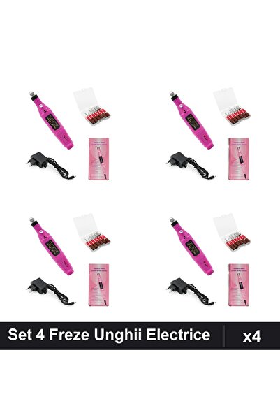 NAİLS Set 4 Freze Unghii Electrice Roz, 13000 RPM, Pila Manichiura Pentru Inc...