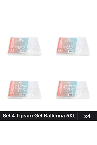 global fashion Set 4 Tipsuri Gel Ballerina 5XL 120buc, 12 Mărimi, Unghii Extr...