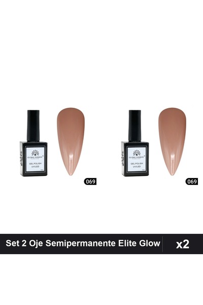 global fashion Set 2 Oje Semipermanente Elite Glow 15ml, Gel Polish UV/LED