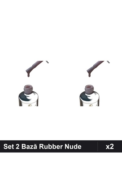 FSM Set 2 Bază Rubber Color Nude 15ml, Acoperire UV/LED, Manichiură Profesională