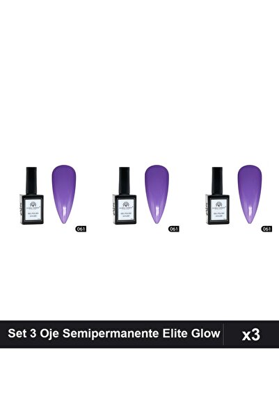 global fashion Set 3 Oje Semipermanente Elite Glow 15ml, Gel Polish UV/LED