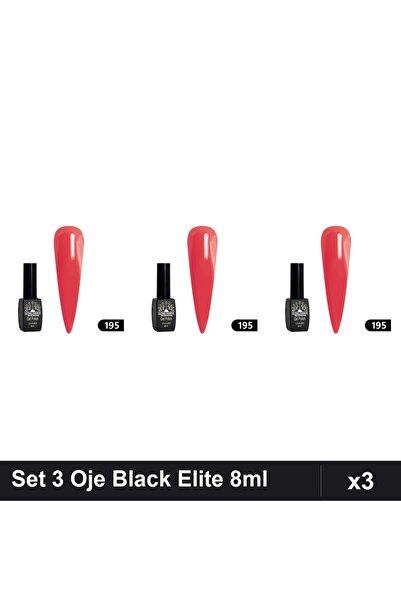 global fashion Set 3 Oje Semipermanente Black Elite 8ml, Manichiura UV/LED Pr...