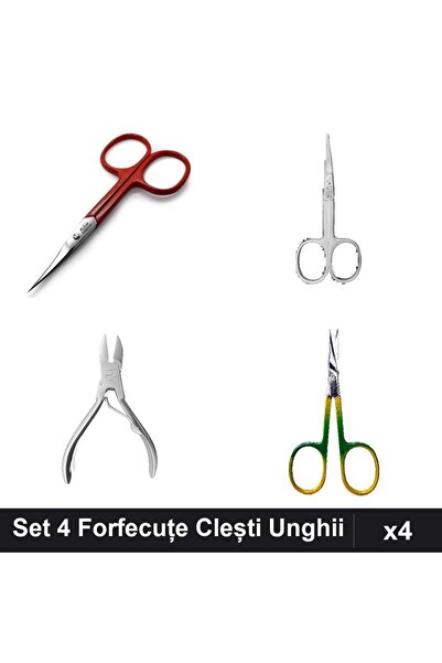 One Group Set 4 Forfecuțe și Clește Unghiere Profesionale One Group, Roșu Arg...
