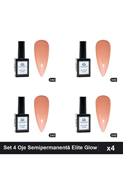 global fashion Set 4 Oje Semipermanentă Elite Glow 15ml, Gel Polish UV/LED