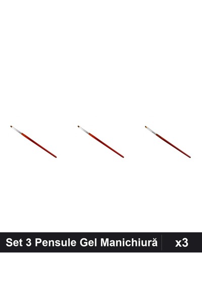 NAİLS Set 3 Pensule Manichiură Gel, Limba Pisică nr.2-4 și Tesit nr.6, Profes...