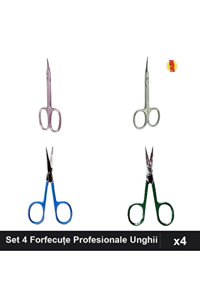 One Group Set 4 Forfecuțe Profesionale Unghii, Clești Cuticule One Group, Man...