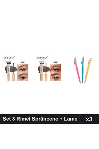 OLİBOLLA Set 3 Rimel Sprâncene Espresso Auburn + Lame Păr Facial Manichiură