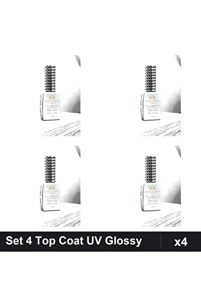 global fashion Set 4 Top Coat UV Super Glossy Shiny, 12ml, Bază Primer Manich...