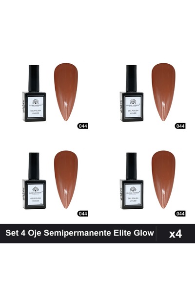 global fashion Set 4 Oje Semipermanente Elite Glow 15ml, Gel Polish UV/LED