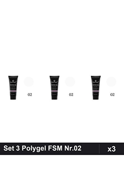 FSM Set 3 Polygel 30ml Nr.02, Construire Unghii UV/LED, Manichiura Profesională