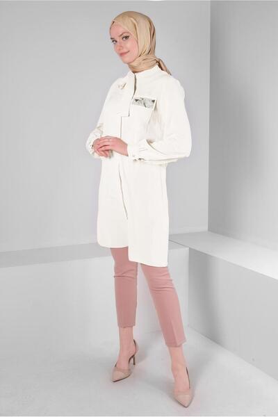 Alvina BEAD EMBROIDERY DETAILED SCARF COLLAR TUNIC 43530
