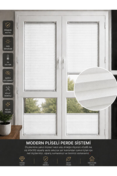 PerdeLabb Plise Perde Cam Balkon ve Pimapen Uyumlu Özel Ölçü Kolay Montaj Ofi...