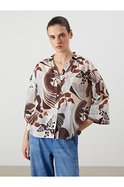 LC Waikiki Nevavm Patterned Oversize Women's Shirt with a Difference