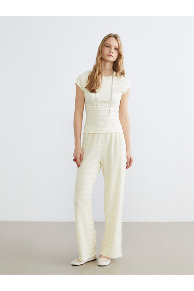 LC Waikiki Nevavm Textured Women's Trousers with Elastic Waist