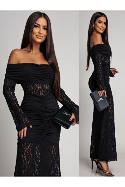 ADAMODA.RO Rochie elegantă lungă din dantelă, stil sirenă.