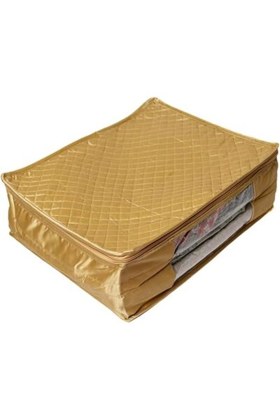 ETHNIC BAZAAR FZE Satin Saree Cover with Transparent Front Window, Quilted, 4...