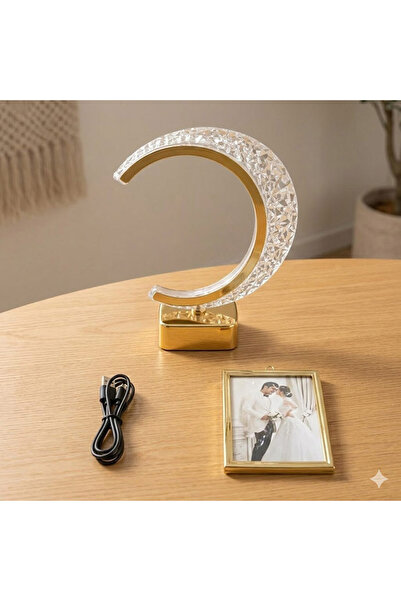 sanalbayim Işıklı Kristal Ay Kare Fotoğraf Çerçevesi