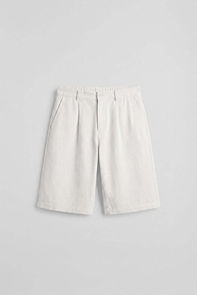 ablukaonline Men's Baggy Fit Cotton Linen Look Shorts White
