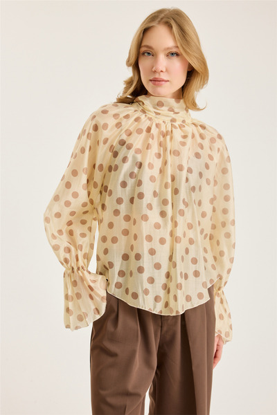 HomeStore Polka dot tie-up blouse