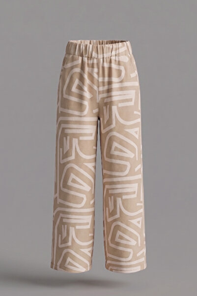 Pafim Girl's Patterned Trousers, Viscose Summer Trousers with Pockets, 7-14 Y...