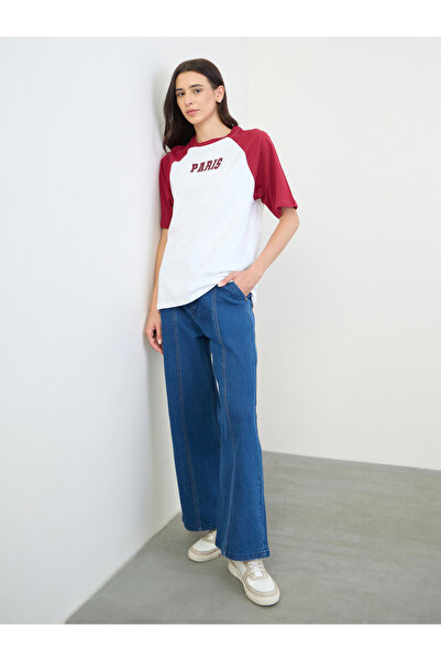 Styli Women Dark Blue Wide Leg Jeans