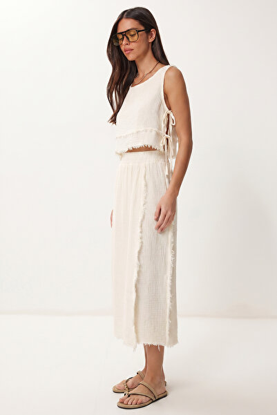 Lovelyİstanbul Muslin bluza i suknja set LAX0012 ECRU