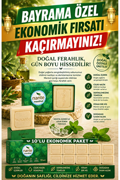 izbul 10 Menthol Natural Soaps – Feel the Freshness with Every Wash, Each Soa...