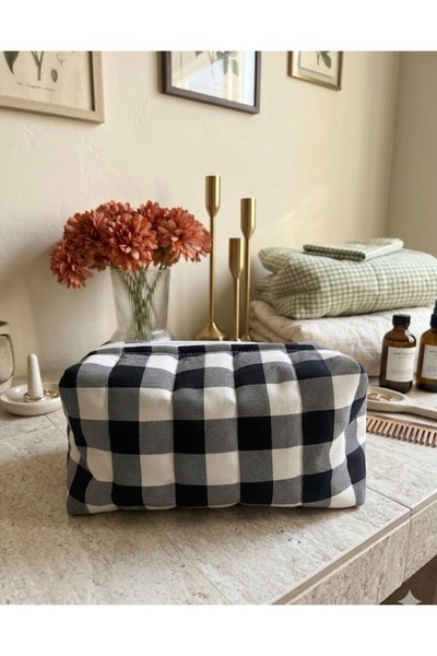 eyma home Black Striped Makeup Bag