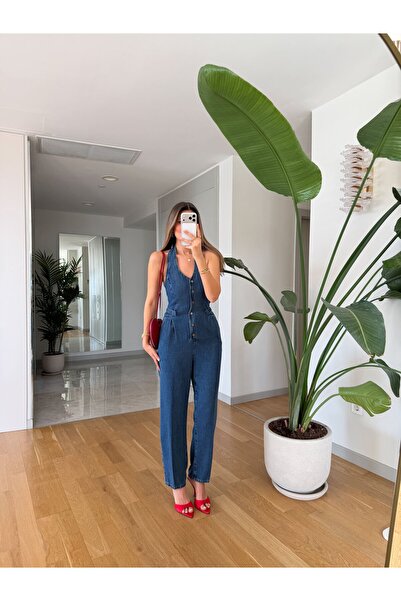 MERVE AKSOY Halter Yaka Tensel Tulum - Mavi