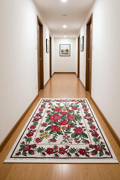 Has 1950 Red Rose Dokuma Tabanlı Dijital Baskı Halı BLG3831