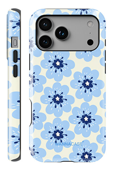 WANNA PROTECT (MAGSAFE) İPhone 17 Pro Max Blue Bloom Çift Katmanlı Parlak PRO...