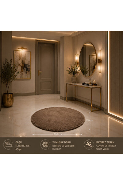 WOOLY LIFE 100 cm oval peluş halı tavşan tüyü premium