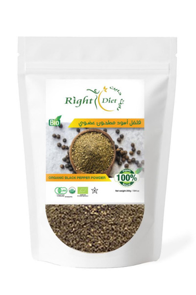 RIGHT DIET فلفل أسود عضوي مطحون
