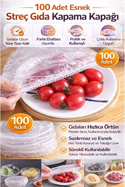 BİZ ZÜCCACİYE BİZ HOME 100 Adet Pratik Tazeliği Koruyan Tencere ve Tabak Bonesi