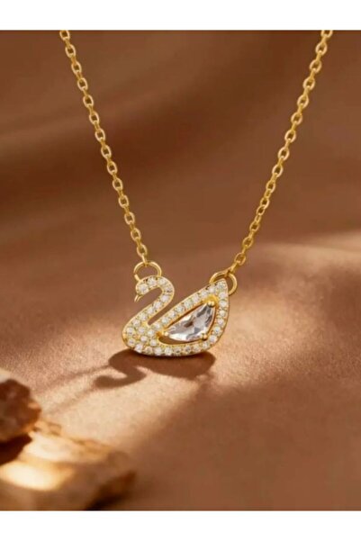 LUMİCOTAKI Steel Stone-Set Swan Zircon Stone Gold Silver Pink Necklace | Summ...