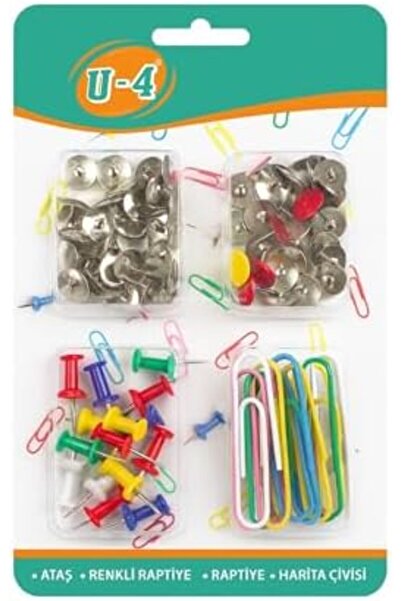 Yıldızan Set de papetărie TAMGÜN cu 4 piese, agrafe, cleme, agrafe colorate, ...