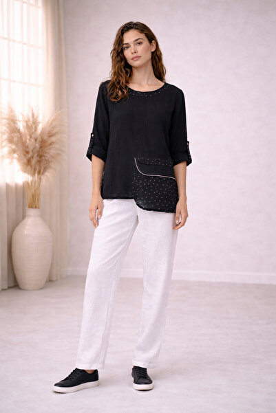 Okçu Triko ملابس تريكو نسائية بنقشة الزهور 25Y46122-BLACK-99