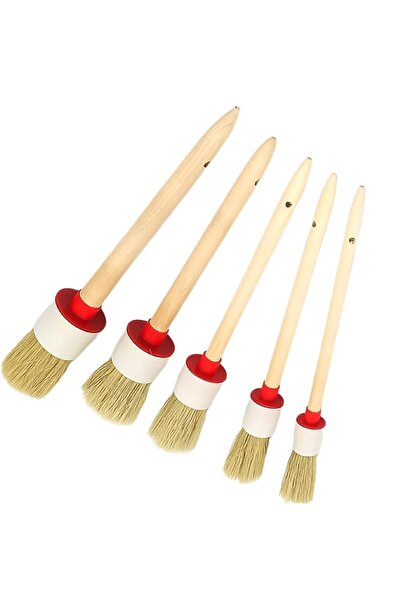 BGA 5-Piece Car Cleaning Brush Set, Soft Bristles and Long Wooden Handles, Ro...