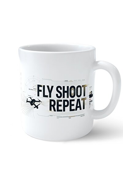 Morphena3D “Fly Shoot Repeat” Baskılı Kupa – Drone Pilotu ve İçerik Üretici T...