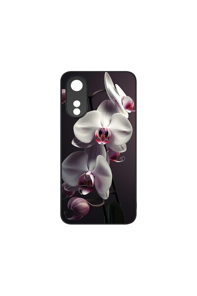 bestcase Тънък стъклен калъф, съвместим с OPPO A78 5G / A58 5G, Бяла орхидея,...