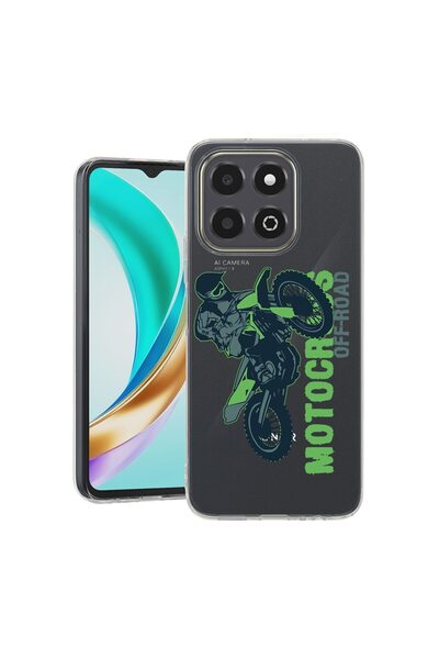 bestcase Прозрачен тънък силиконов калъф, съвместим с Honor X6c, Motocross, 3...