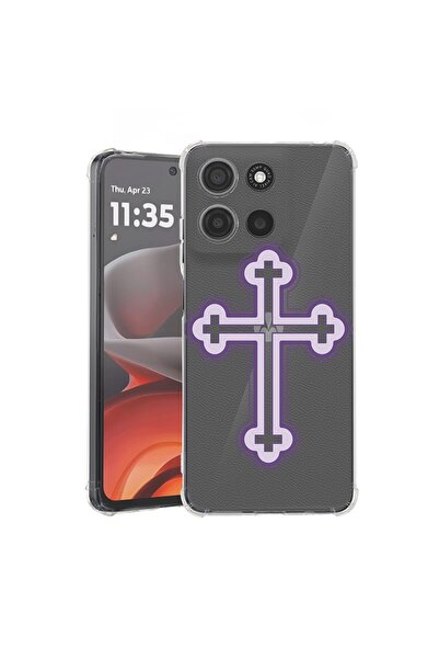 bestcase ¬Æ Husa pentru Motorola Moto G15, Anti Shock 1.5MM, Purple Cross, Pr...