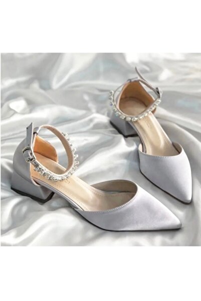 FYD SHOES Ankle Stoned Satin Material Low Heeled Women's Shoes