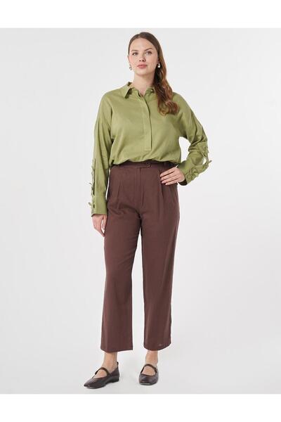 KYR Pleated Linen Trousers Chocolate
