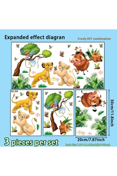 Choice 3pcs 3pcs 3pcs The Lion King Jungle Adventure Wall Sticker Set,suitabl...