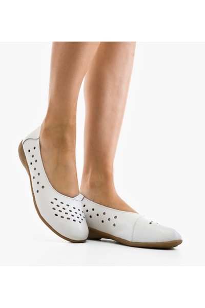 BENOTTİ Women's Vanga White Ballet Flats